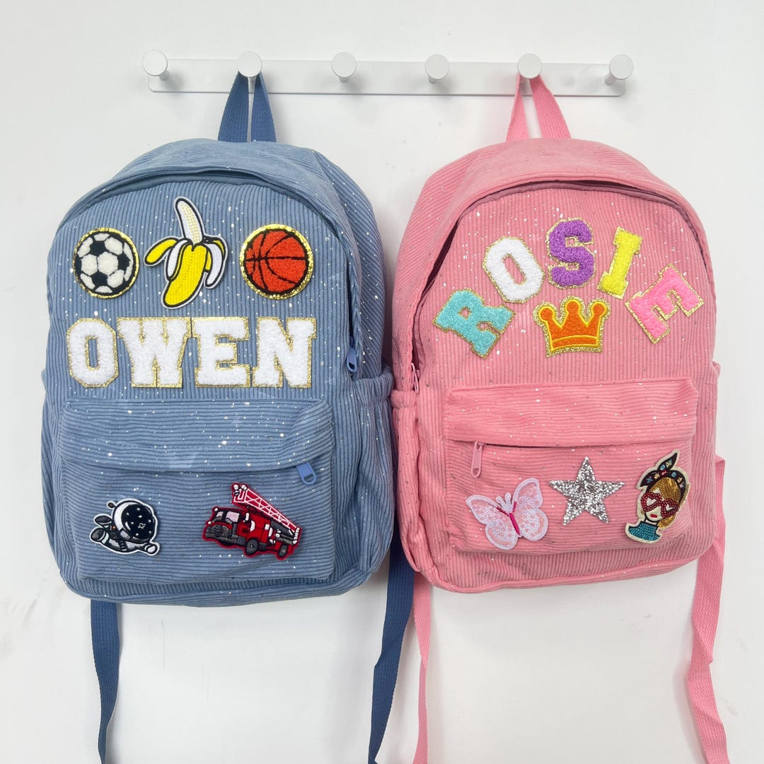 Personalized Name Corduroy Backpack, Custom Star Backpack With Chenille ...