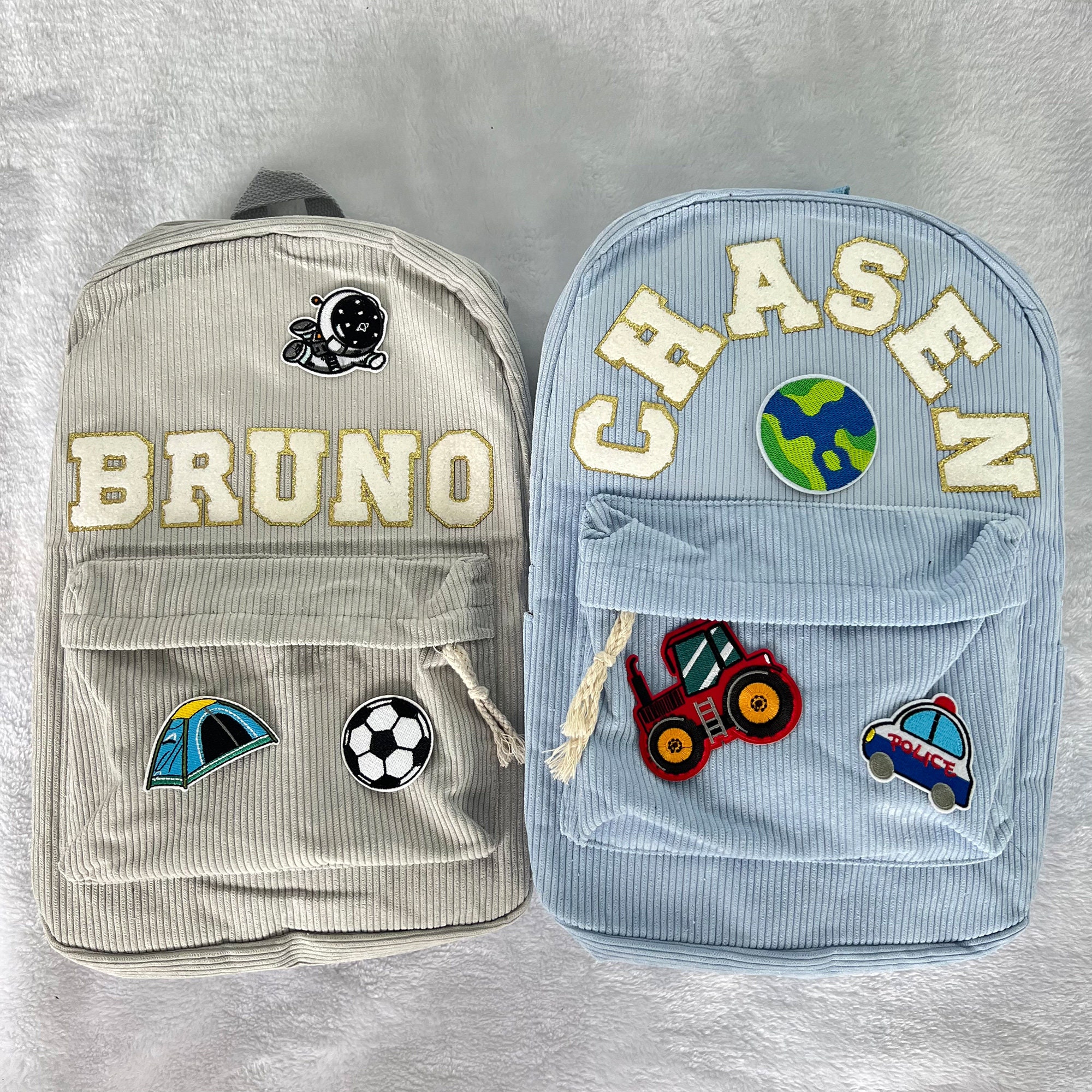 Personalized Name Corduroy Backpack, Custom Backpack With Chenille ...