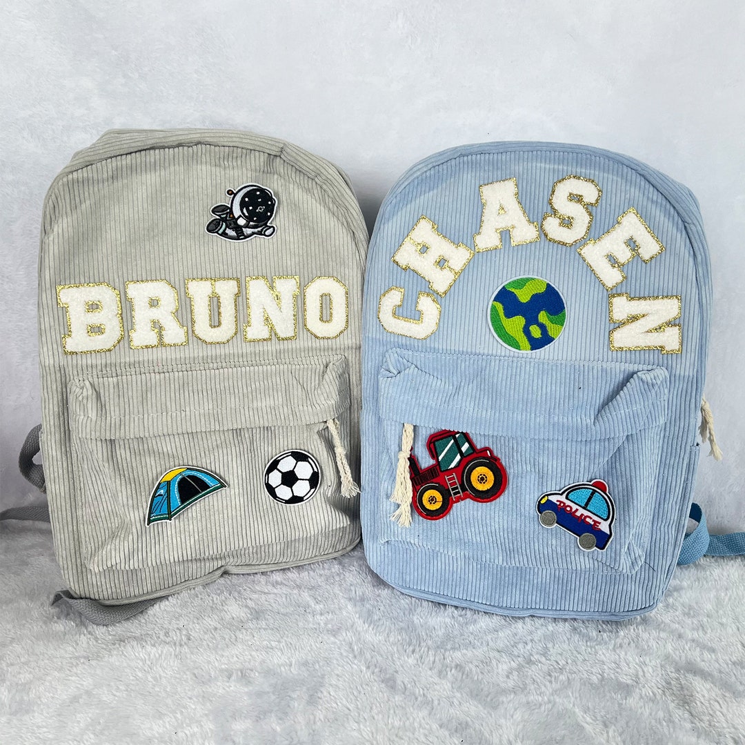 Personalized Name Corduroy Backpack, Custom Backpack With Chenille ...