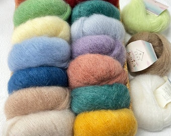 Fil de laine kid mohair 28 couleurs, fil de dentelle, fil à tricoter, fil à tricoter design gouttes, fil d'art Garnstudio, fil de soie mohair