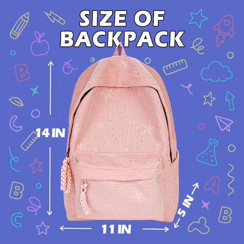 Personalized Name Corduroy Backpack, Custom Star Backpack With Chenille ...