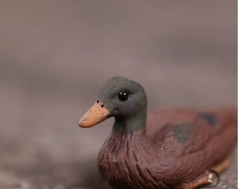 Brown Ceramic Duckling Tea Pet