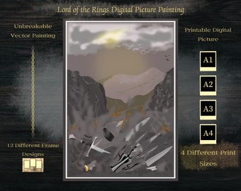 pittura digitale del Signore degli Anelli, pittura illustrata del Signore degli Anelli, immagine di Sauron, carta da parati di Sauron, pannello murale digitale