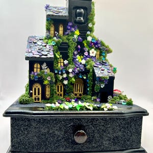 Vintage Musik verzauberte Fairy Castle Schmuckschatulle