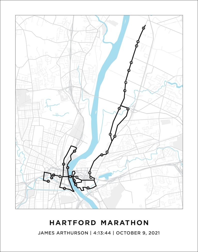 Hartford Marathon Course Map Personalized Hartford Marathon Route Map