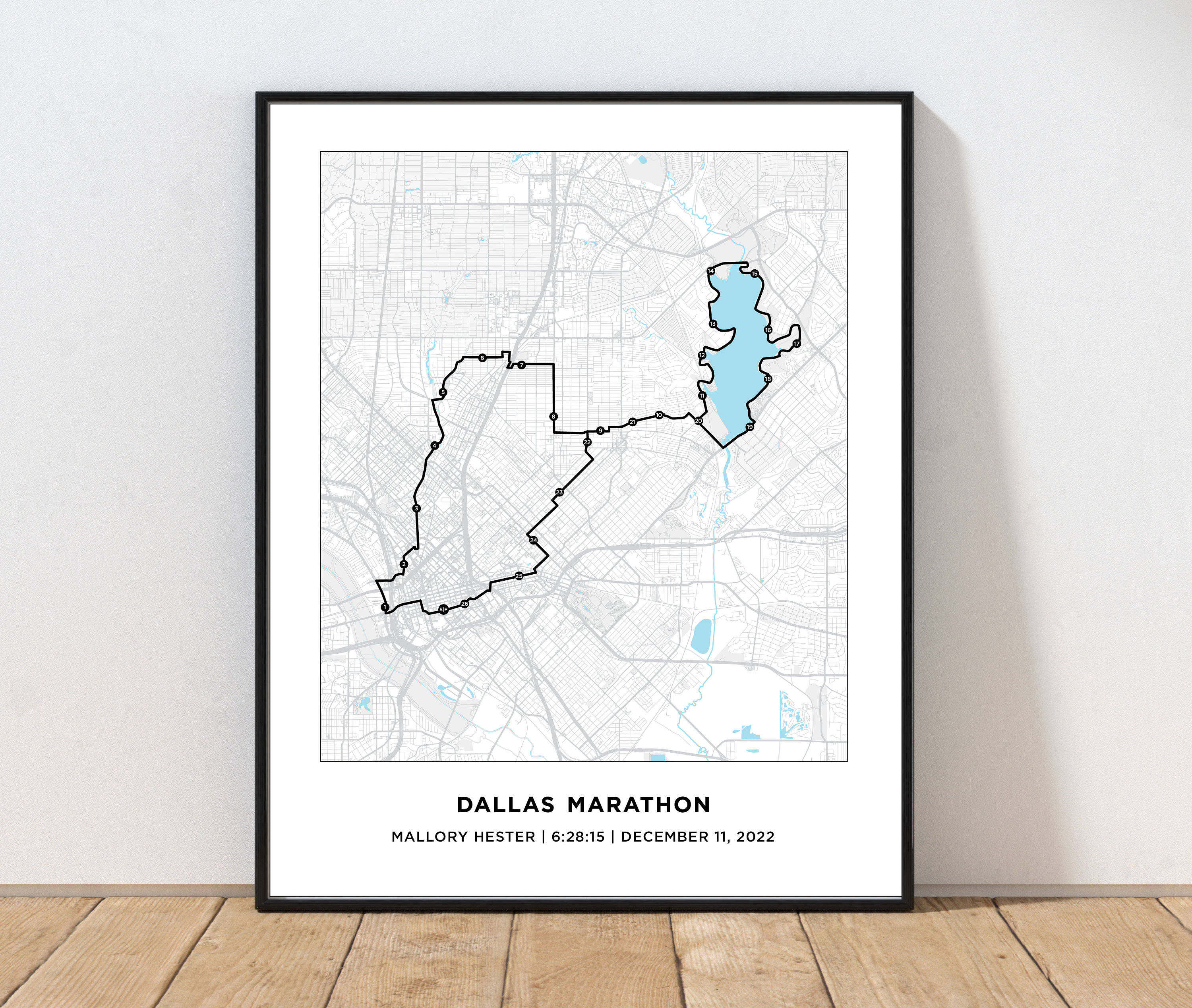 Dallas Marathon Course Map Personalized Dallas Marathon Etsy