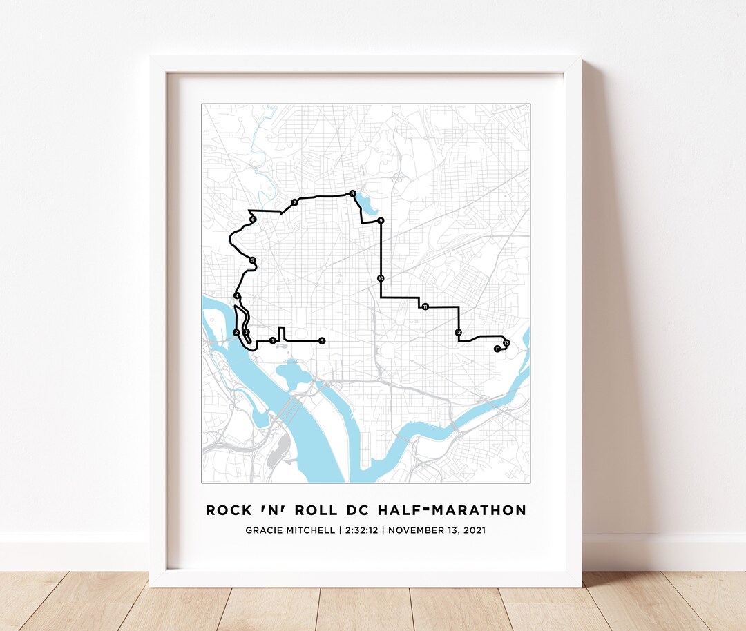 Washington DC Halfmarathon Course Map Personalized DC Halfmarathon