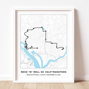 Carte du parcours du demi-marathon de Washington DC | Carte personnalisée du parcours du marathon DC du semi-marathon | Demi rock'n'roll | Cadeaux pour les coureurs | 26,2