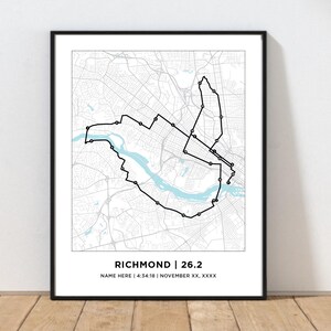 Richmond 26.2 Marathoner Course Map | Personalized Richmond Route Map | Gift for Runners | Marathon Map | Richmond Print | Richmond Map