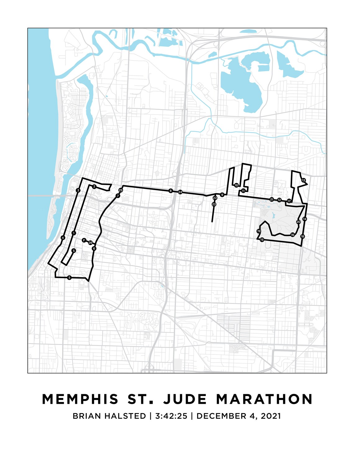 Memphis St. Jude Marathon Course Map Personalized Memphis Etsy