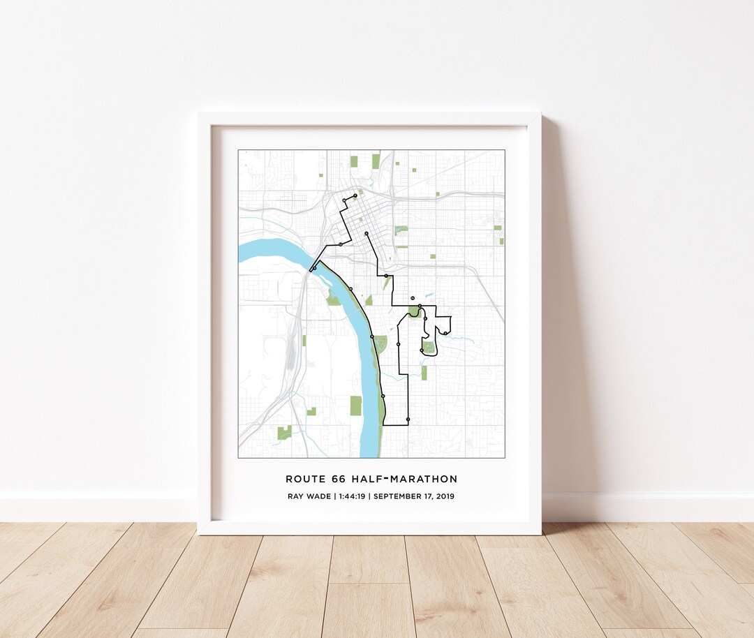 Tulsa Halfmarathon Route 66 Course Map Personalized Tulsa Half