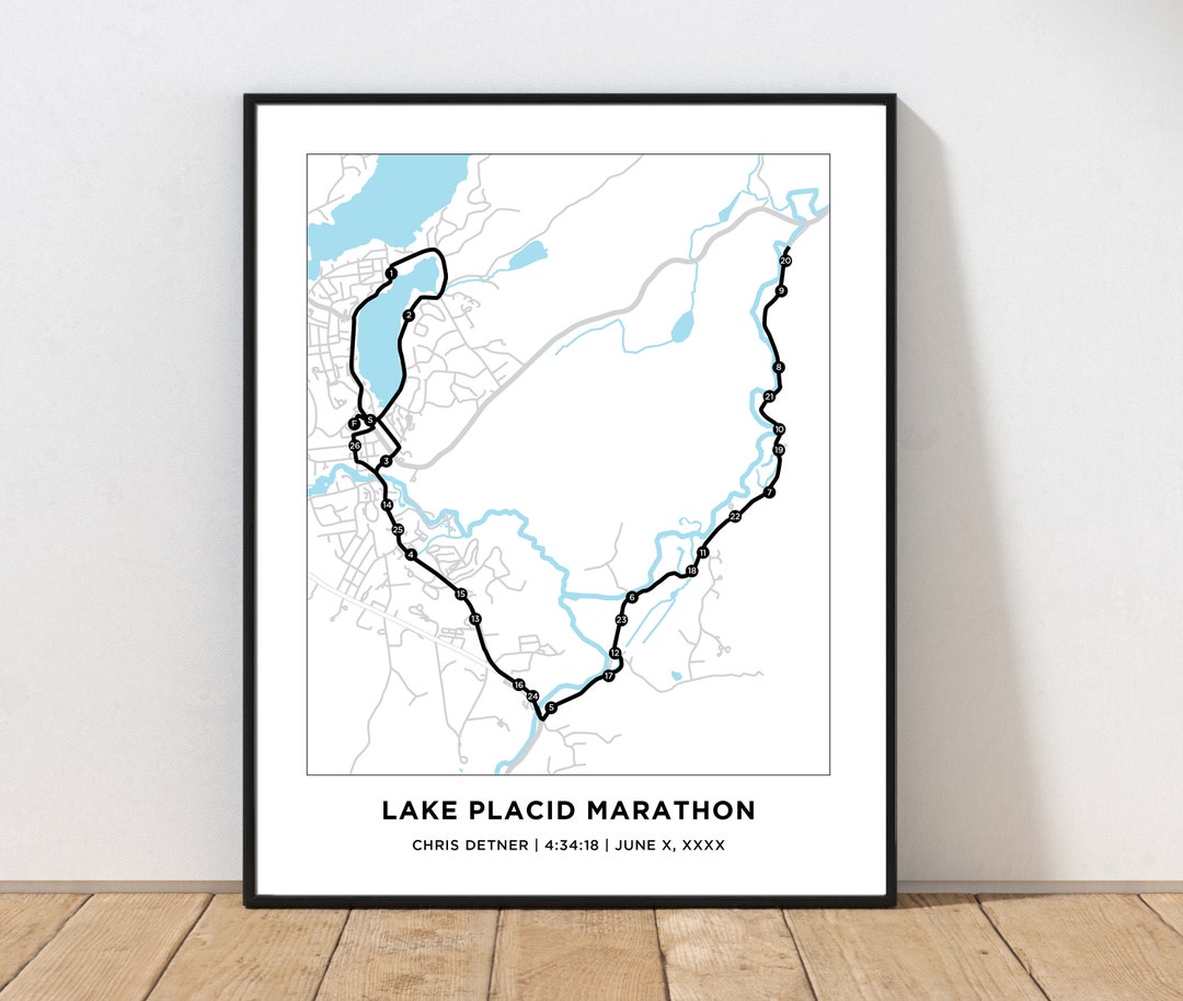 Lake Placid Marathon Course Map Personalized Lake Placid Etsy