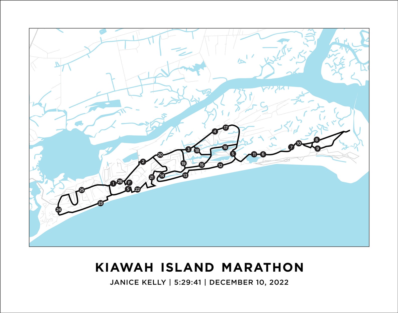 Kiawah Island Marathon Course Map Personalized Kiawah Island Marathon