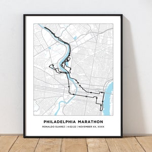 Philadelphia Marathon Course Map | Personalized Philadelphia Marathon Route Map | Custom Marathon Map | Gift for Runners | Marathon Print