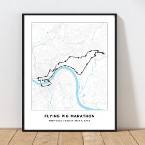 Flying Pig Marathon Course Map | Personalized Flying Pig Marathon Route Map | Gift for Runners | 26.2 Map | Marathon Map