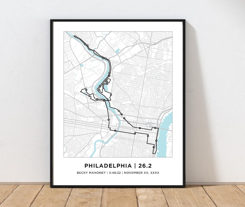 Philadelphia 26.2 Marathoner Map | Personalized Philly Route Map ...