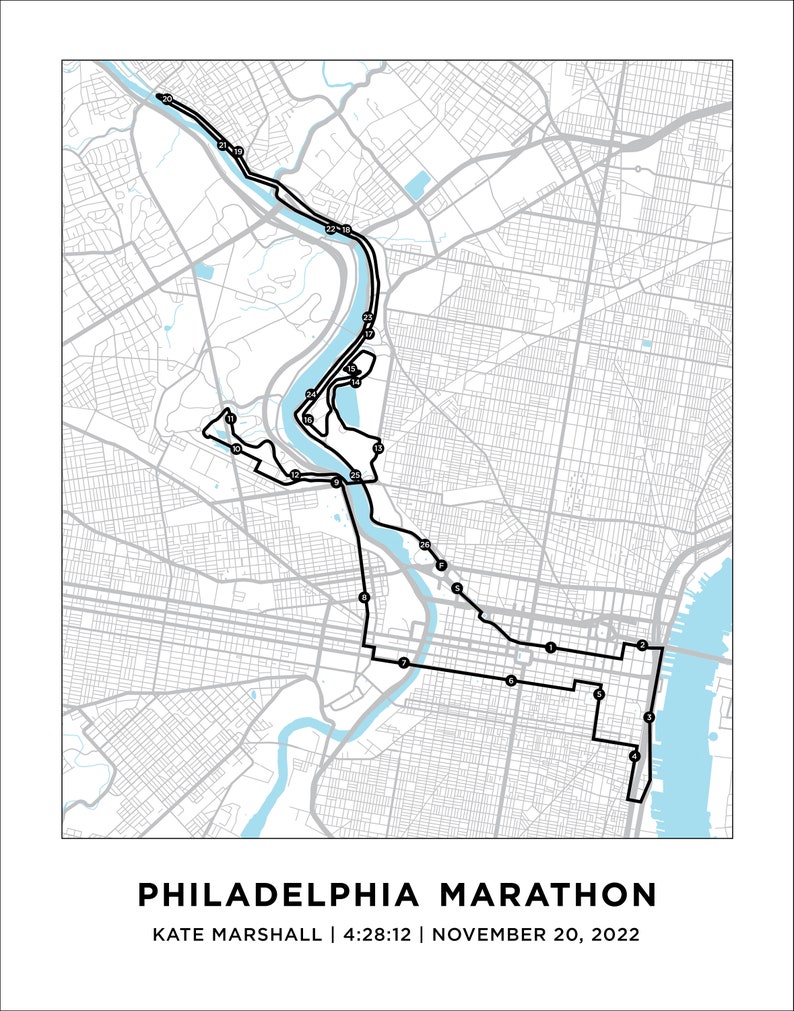 Philadelphia Marathon Course Map Personalized Philadelphia Marathon