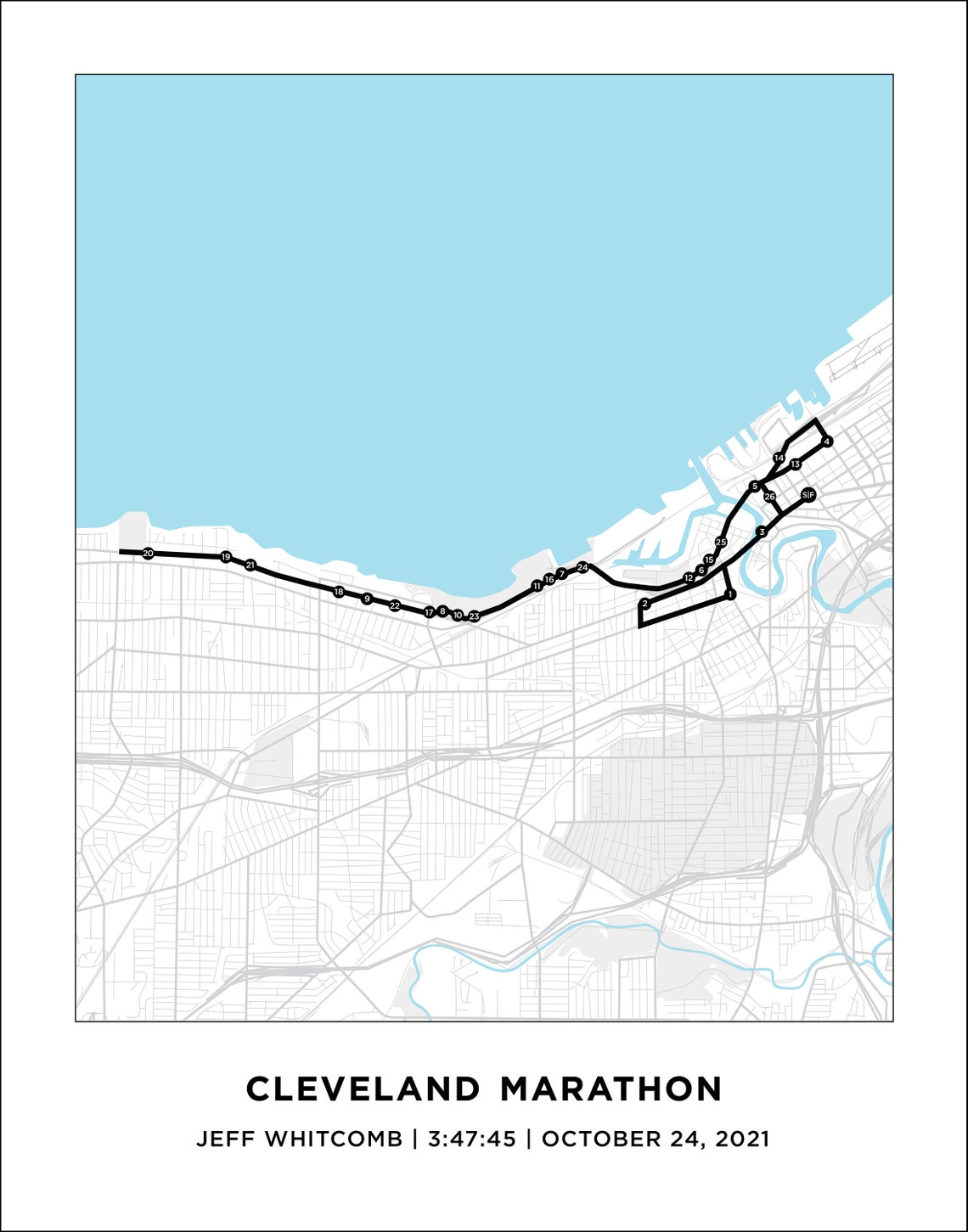Cleveland Marathon Course Map Personalized Cleveland Etsy Cleveland Marathon Course Map Personalized Cleveland Etsy