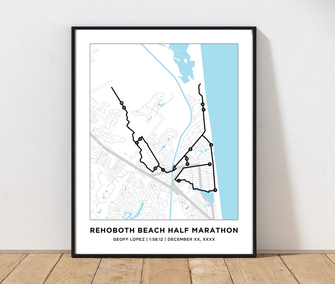Rehoboth Beach Half Marathon Course Map Personalized Rehoboth Beach