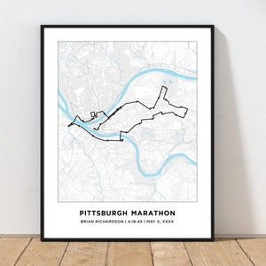 Pittsburgh Marathon Course Map | Personalized Pittsburgh Marathon Route Map | Custom Marathon Map | Gift for Runners | Marathon Print