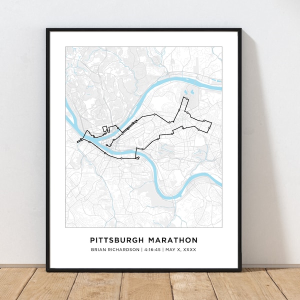 Pittsburgh Marathon Course Map | Personalized Pittsburgh Marathon Route Map | Custom Marathon Map | Gift for Runners | Marathon Print