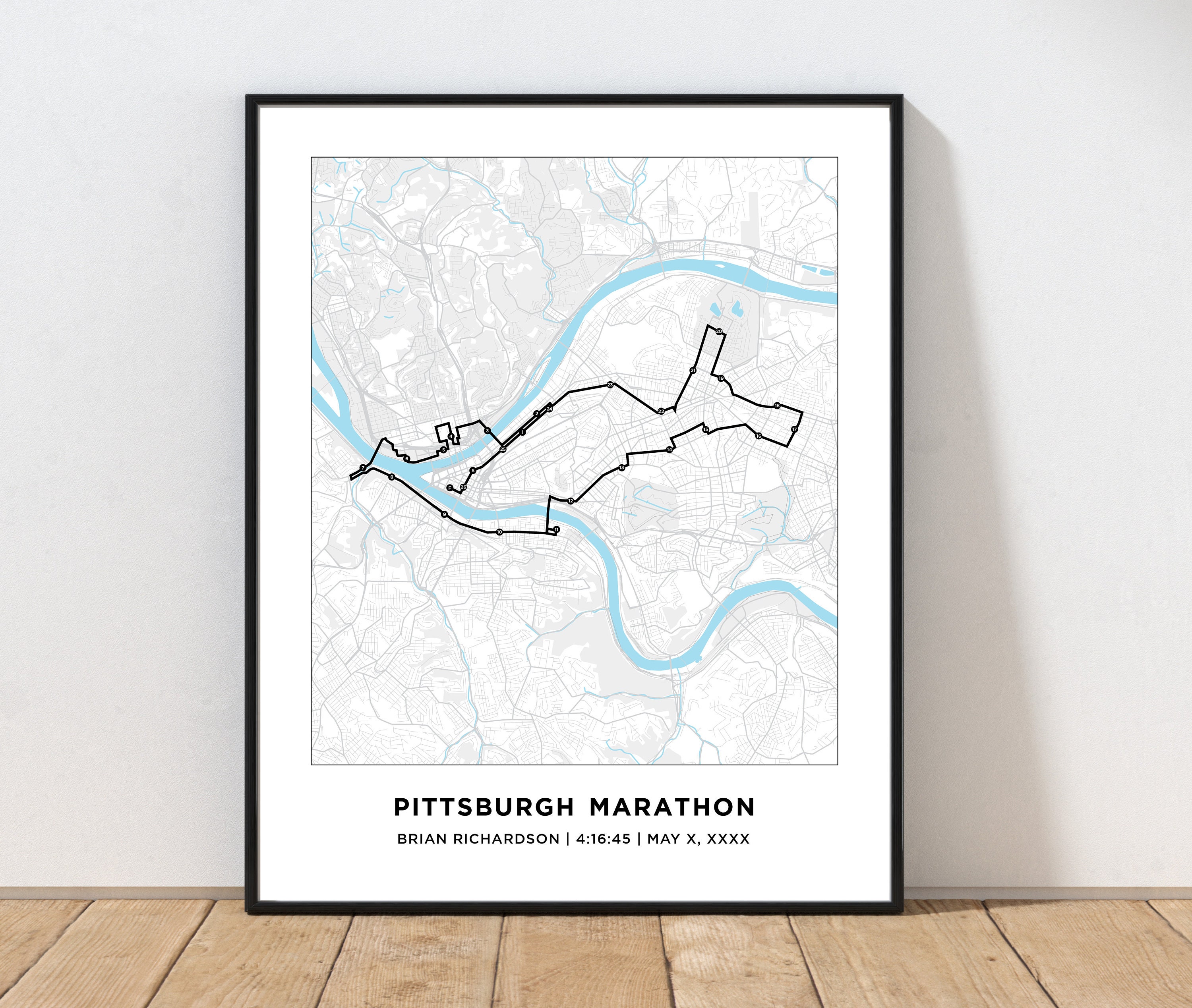 Pittsburgh Marathon Course Map Personalized Pittsburgh Marathon Route