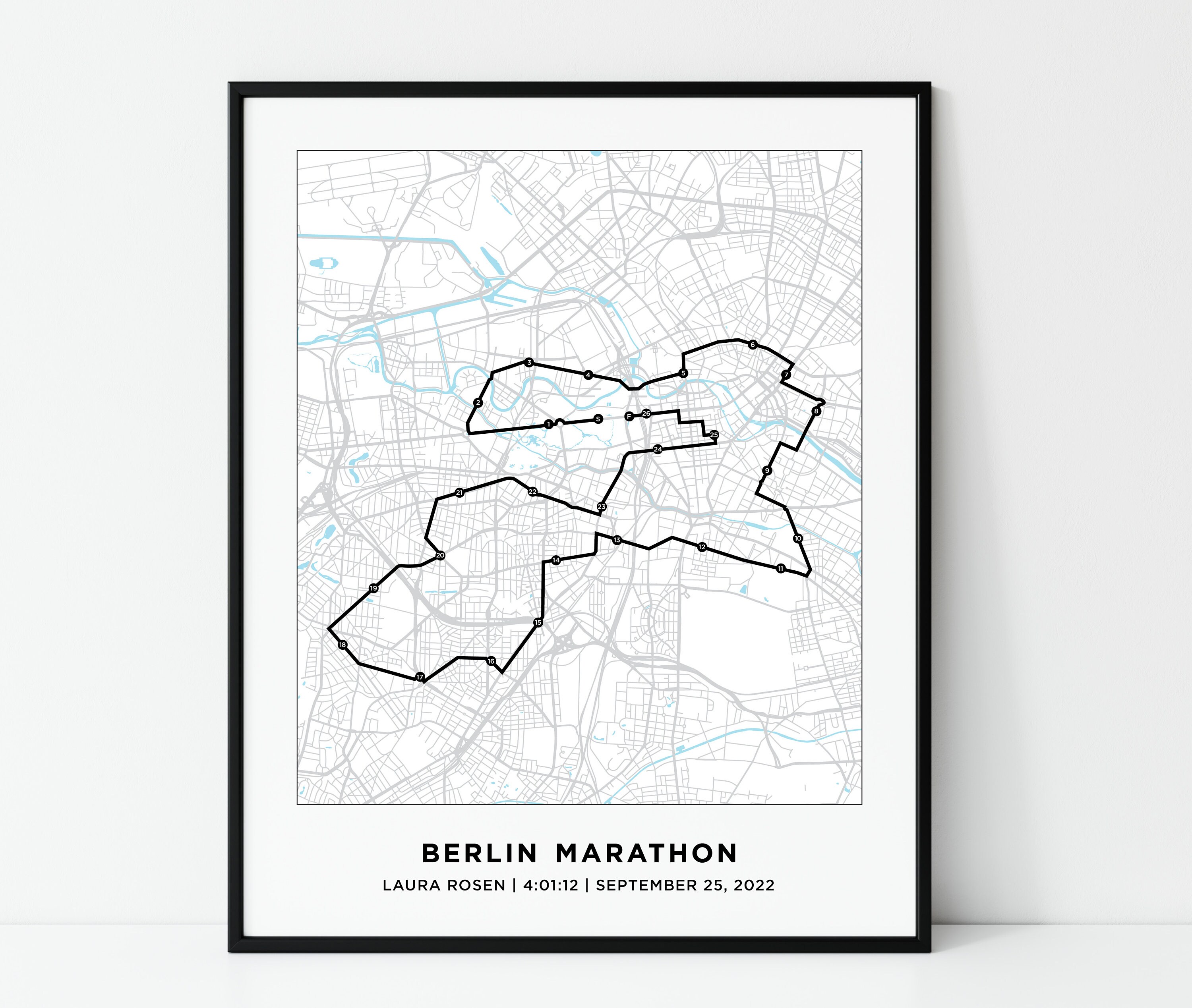Plan du parcours du marathon de Berlin Carte personnalisée Etsy France
