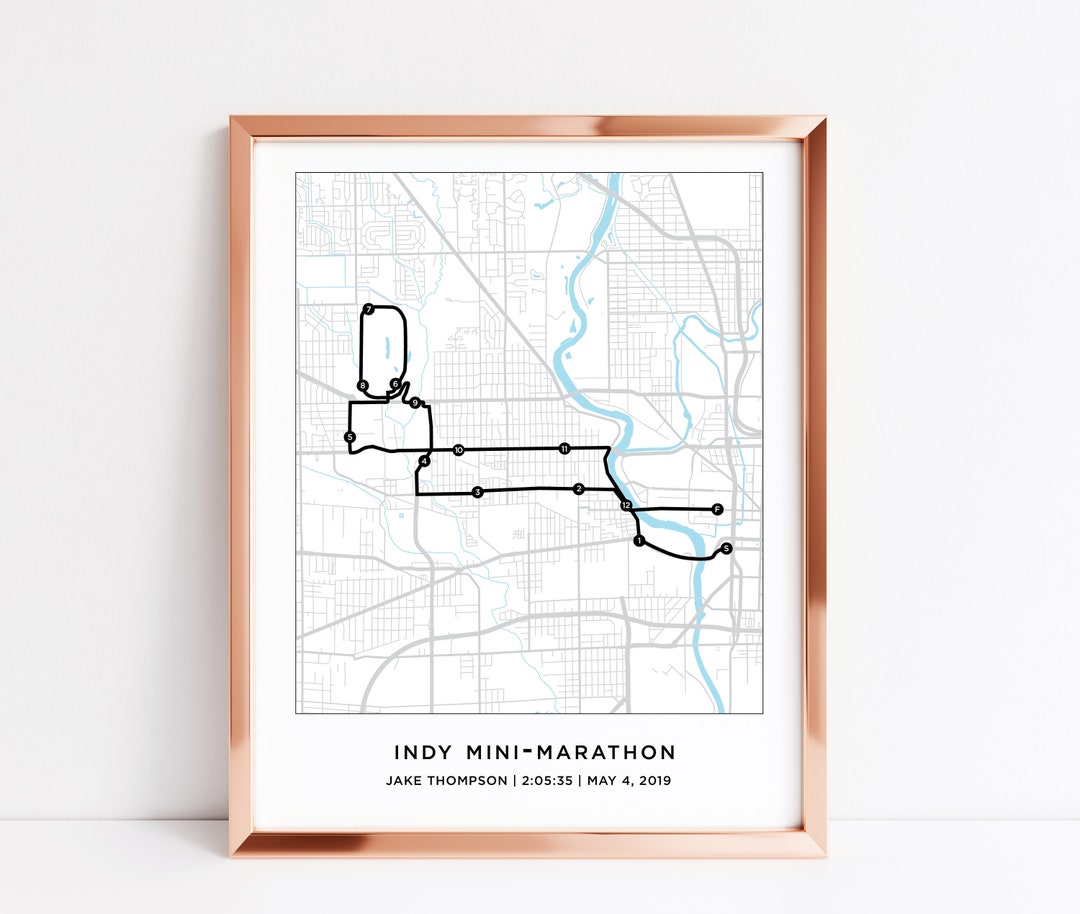 Indy Minimarathon Course Map Personalized Indy Mini Halfmarathon