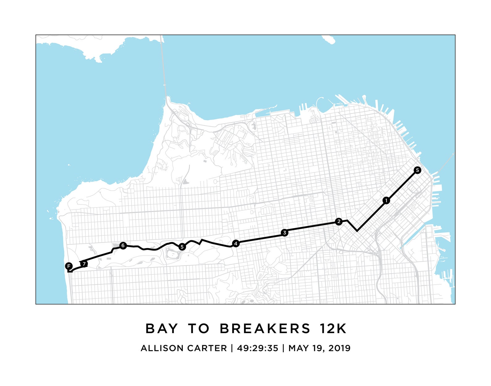 Bay to Breakers Course Map Personalized Bay to Breakers Etsy