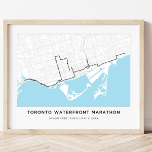 Carte du parcours du marathon du front de mer de Toronto | Carte personnalisée du parcours du marathon du front de mer de Toronto | Cadeau pour les coureurs | 26.2 Carte