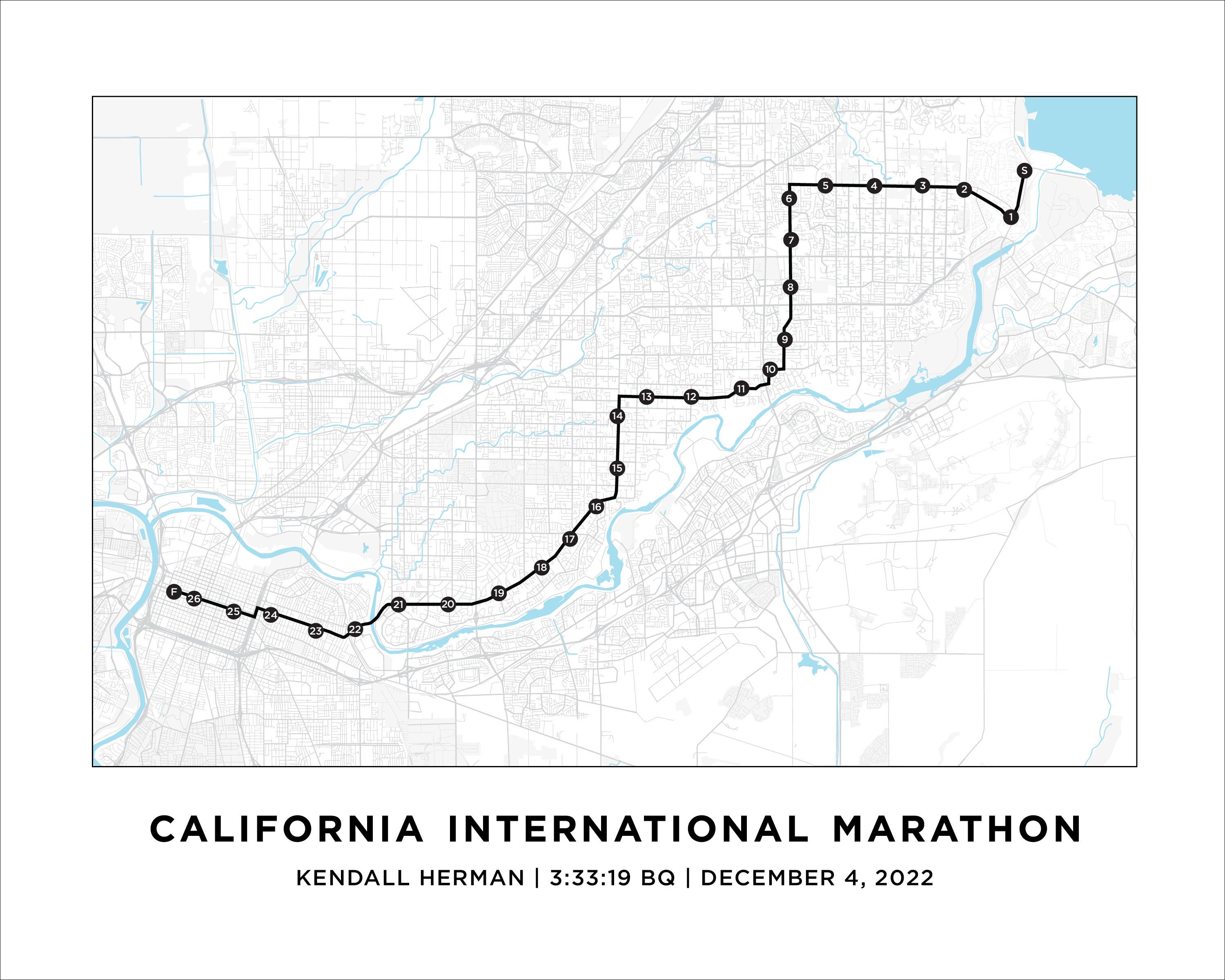 CIM Marathon Course Map Personalized CIM Marathon Route Map Etsy