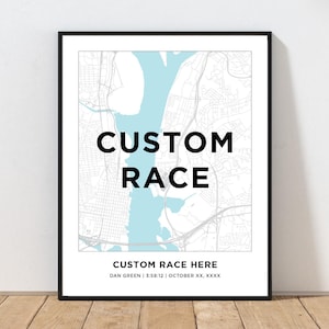 CUSTOM Race Course Map | Gift for Runners | Marathon Map