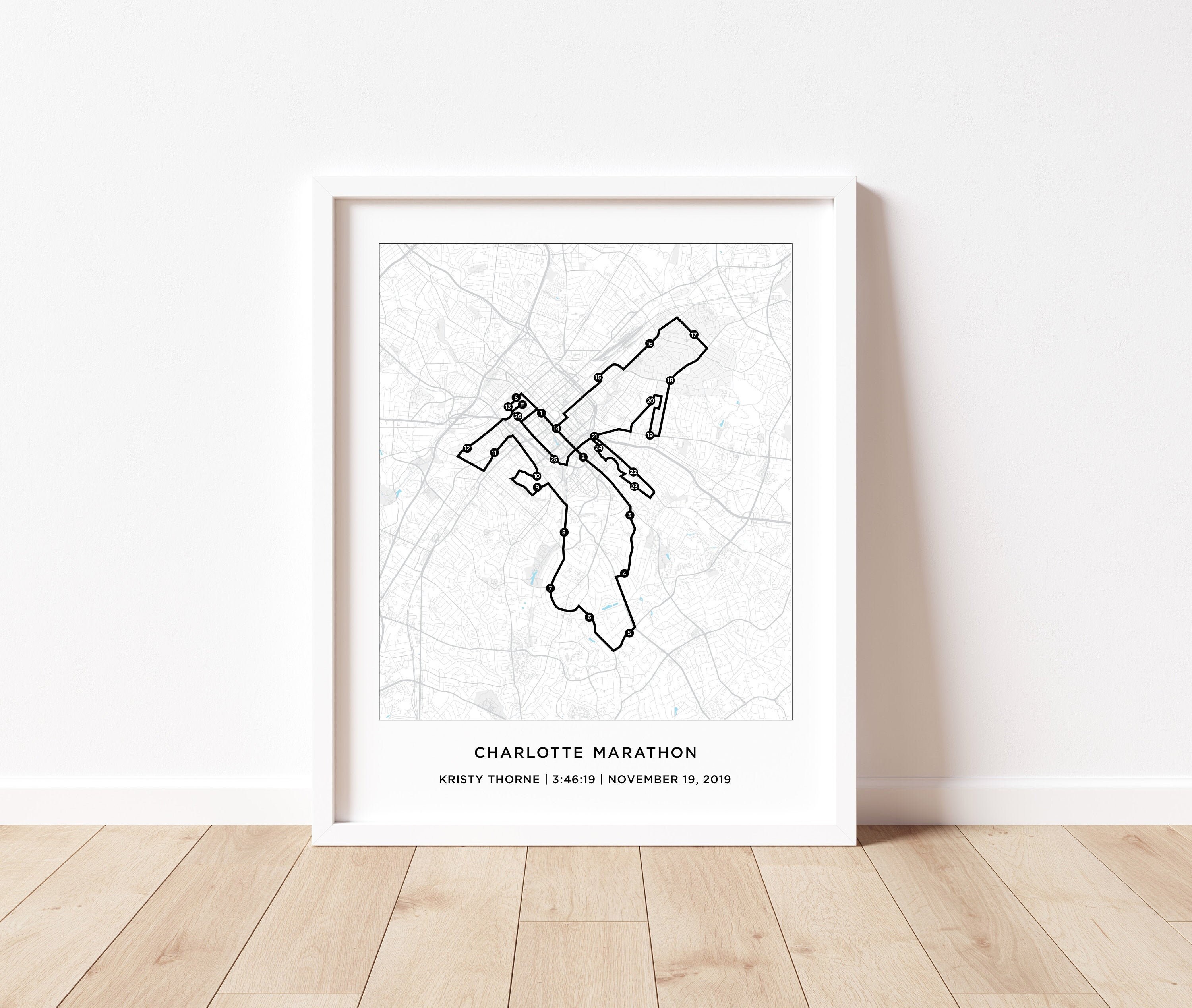 Charlotte Marathon Course Map Personalized Charlotte Marathon Route Map