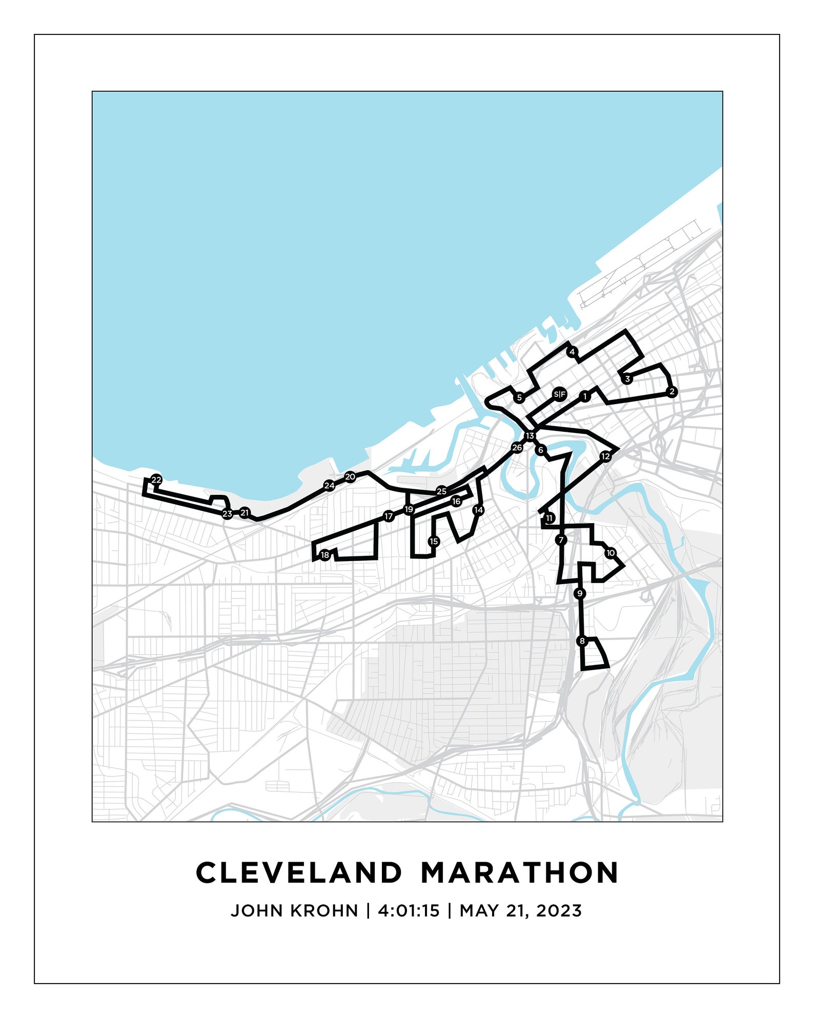 Cleveland Marathon Course Map Personalized Cleveland Etsy Cleveland Marathon Course Map Personalized Cleveland Etsy