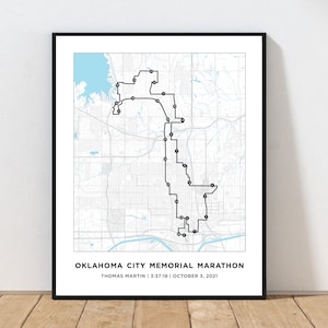 Oklahoma City Marathon Course Map | Personalized I Oklahoma City Marathon Route Map | Marathon Map | Gift for Runners