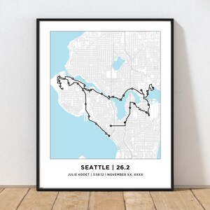 Seattle 26.2 Marathoner Course Map | Personalized Seattle Route Map | Gift for Runners | Seattle Print | Seattle Map