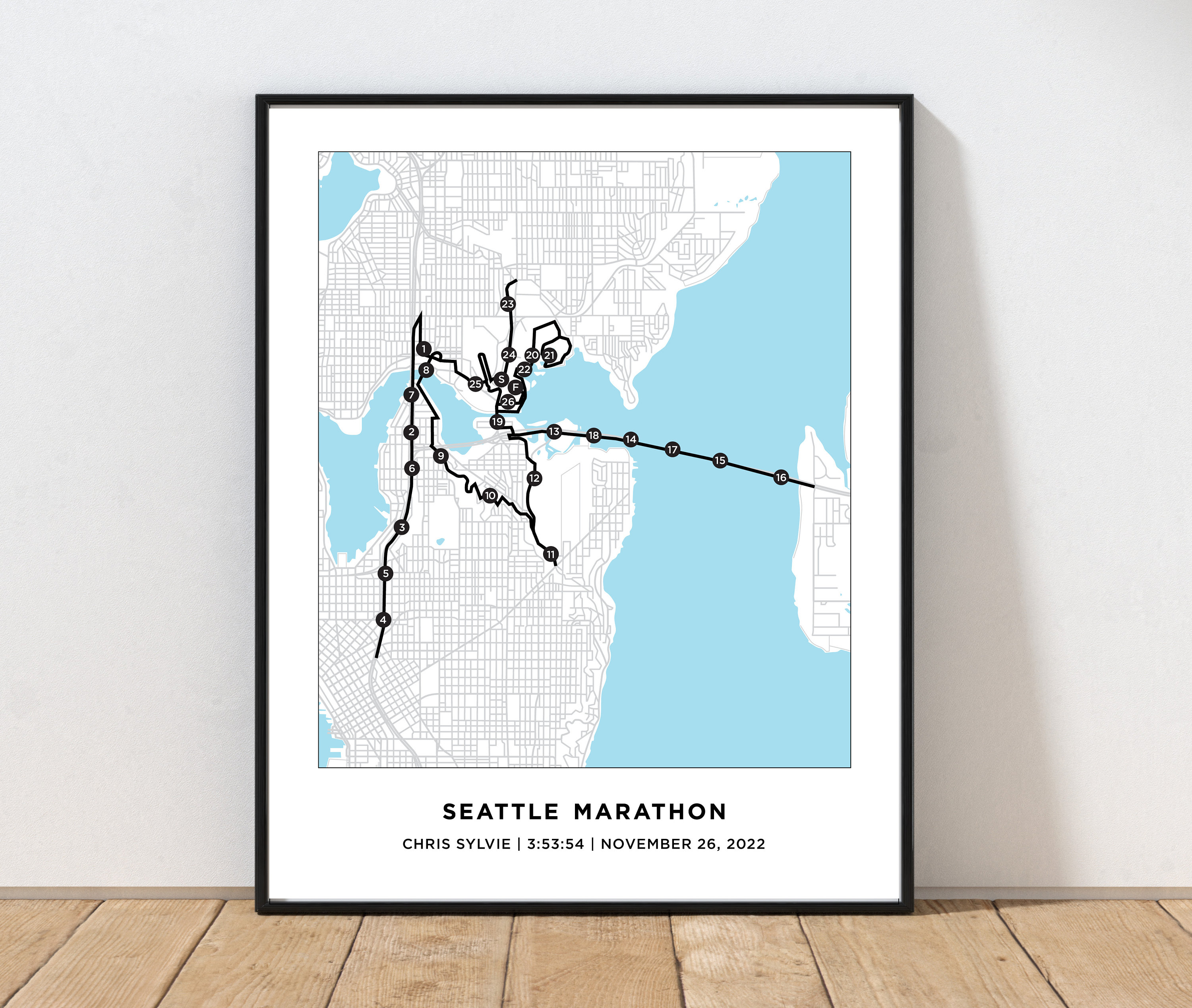Seattle Marathon Course Map Personalized Seattle Marathon Etsy