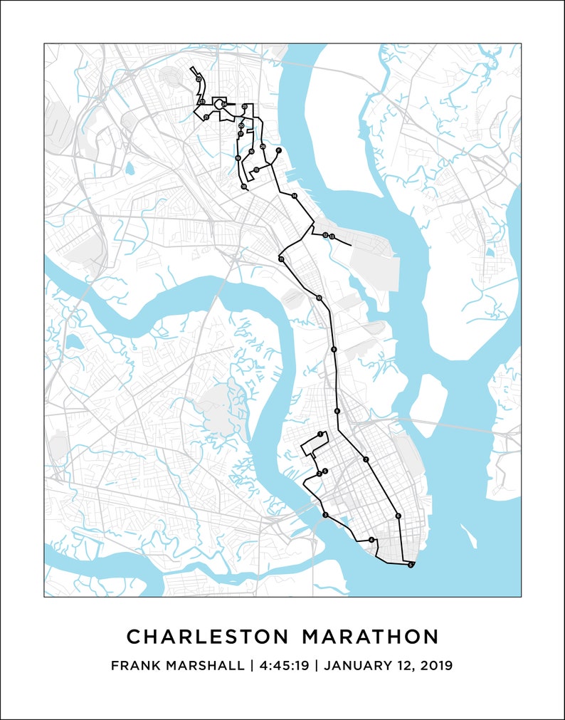 Charleston Marathon Course Map Personalized Charleston Marathon Route