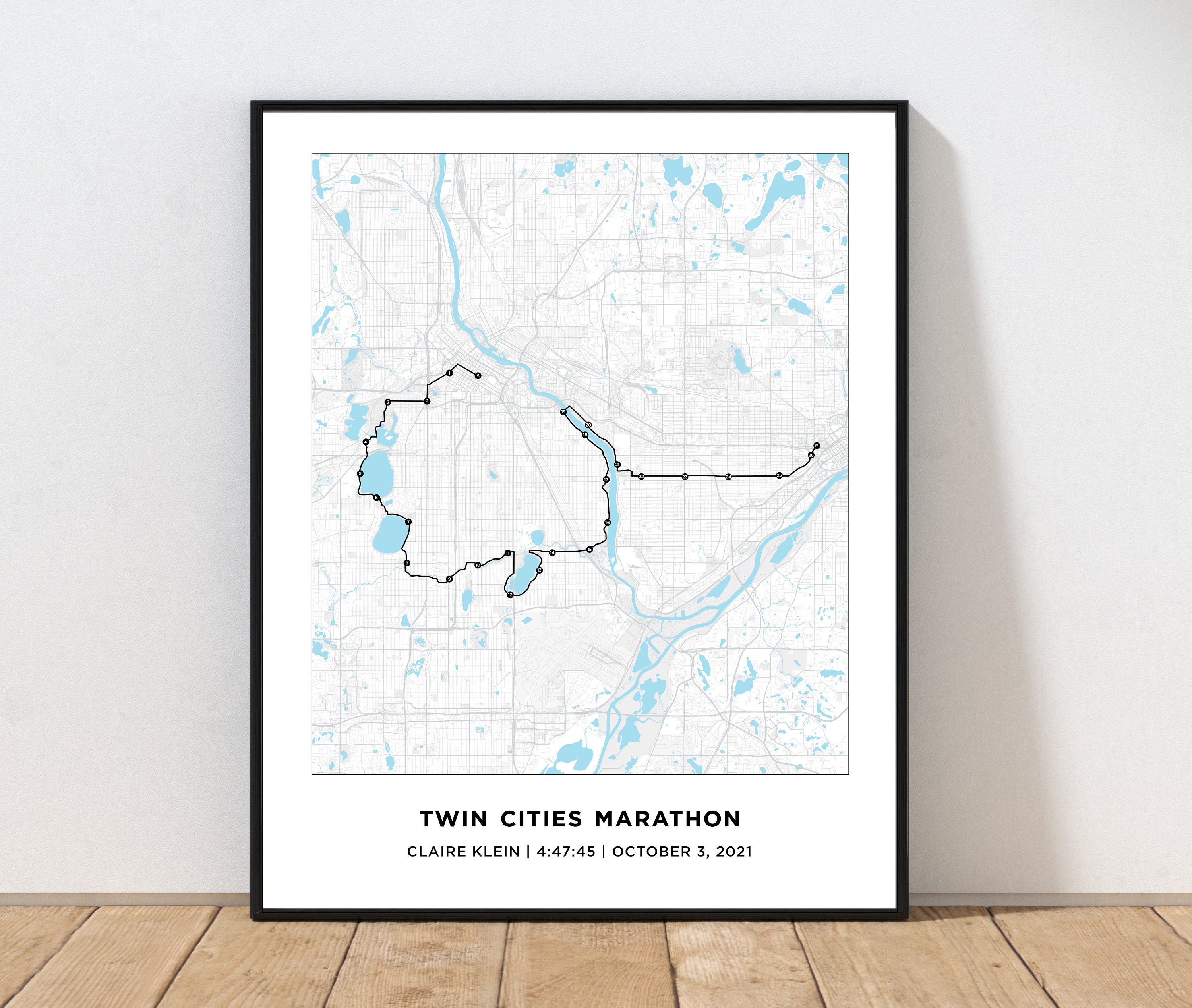 Twin Cities Marathon Map Personalized Twin Cities Marathon Etsy