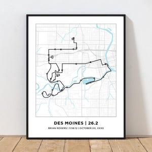 Des Moines 26.2 Marathoner Map | Personalized Des Moines Map | Gift for Runners | 26.2 Map