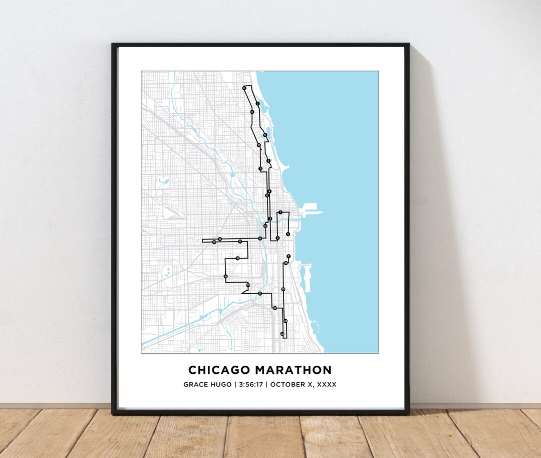 Chicago Marathon Course Map Personalized Chicago Marathon Route Map