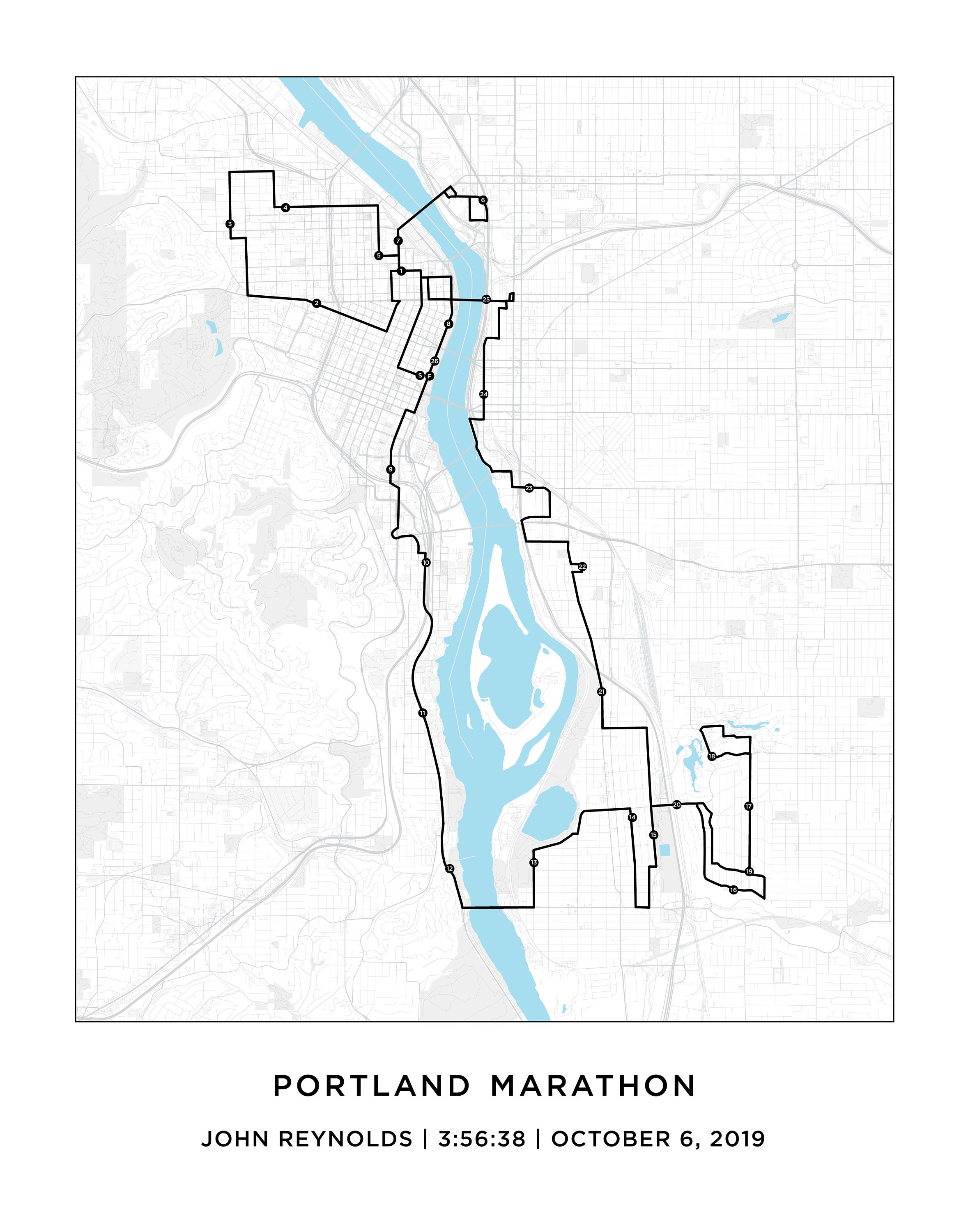 Portland Marathon Course Map Personalized Portland Marathon Route Map