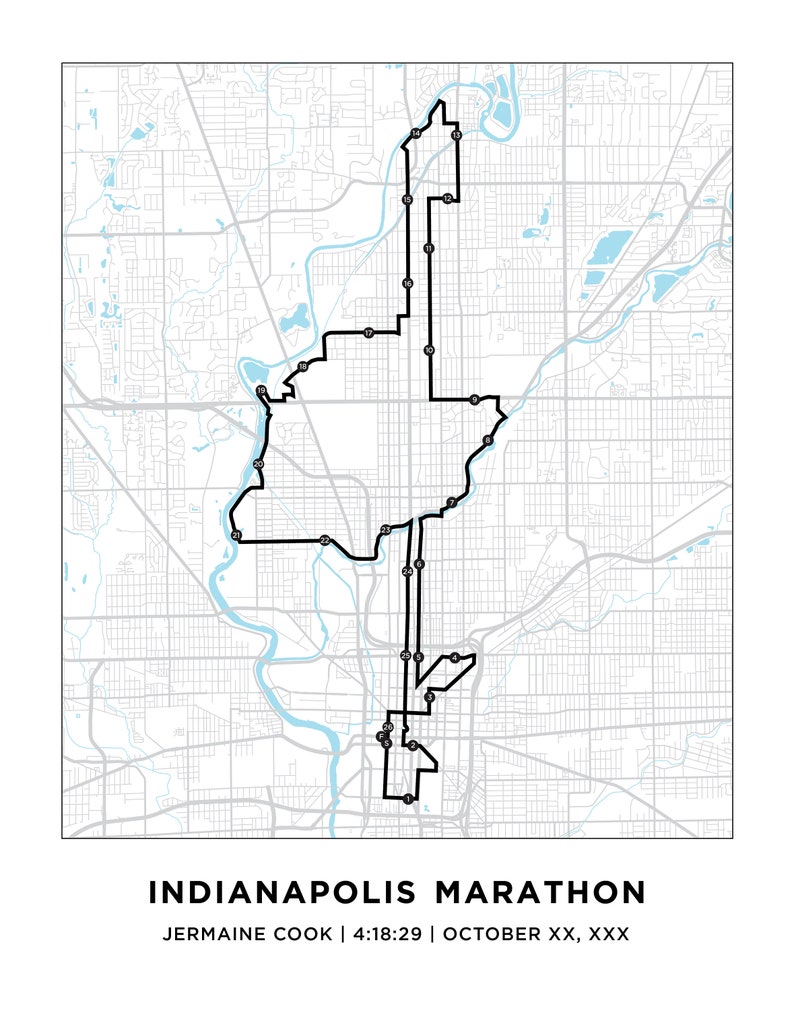 Indianapolis Marathon Course Map Personalized Indianapolis Marathon