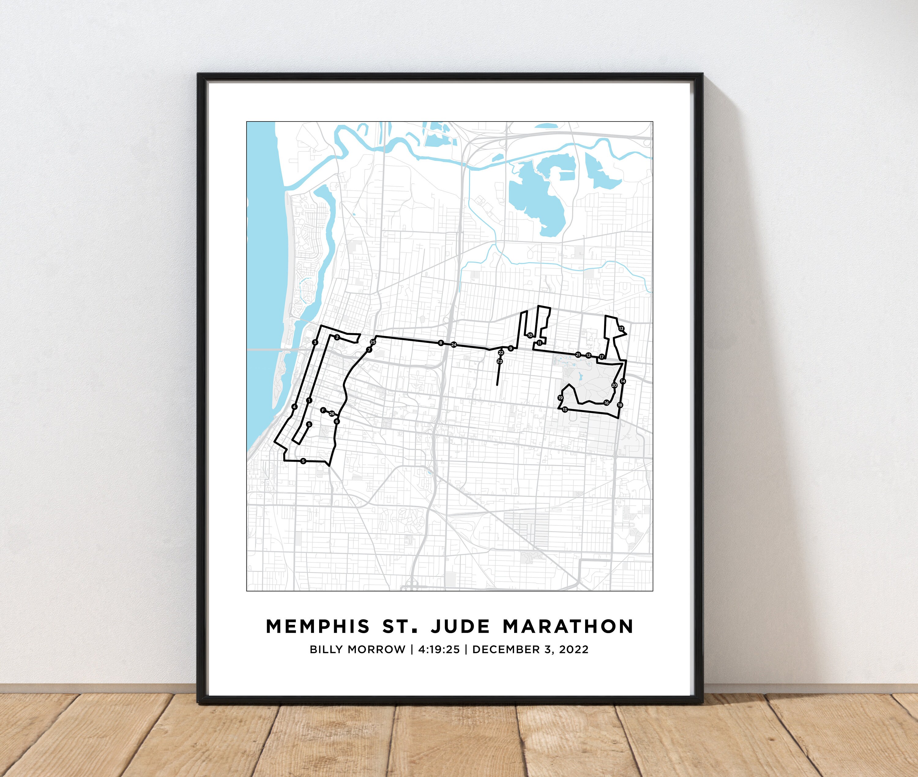 Memphis St. Jude Marathon Course Map Personalized Memphis Etsy