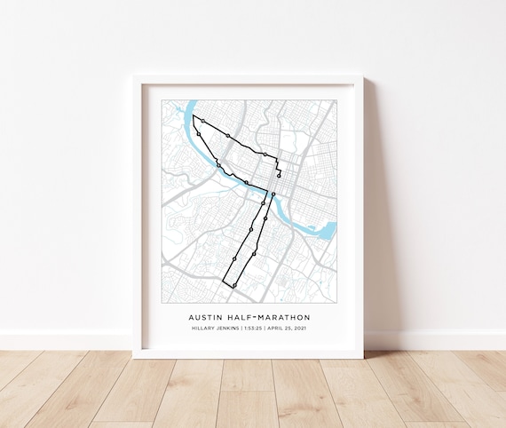 Austin Half Marathon Course Map Personalized Austin Half | Etsy
