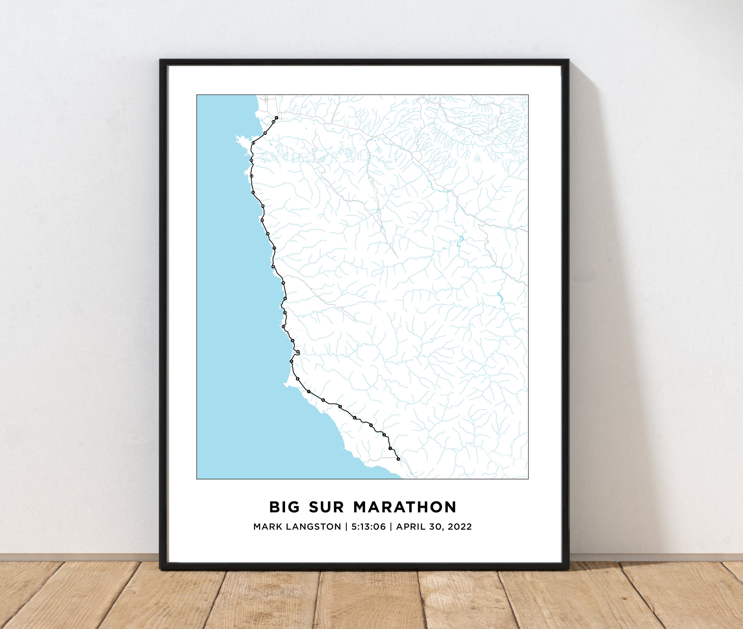 Big Sur Marathon Course Map Personalized Big Sur Marathon Etsy