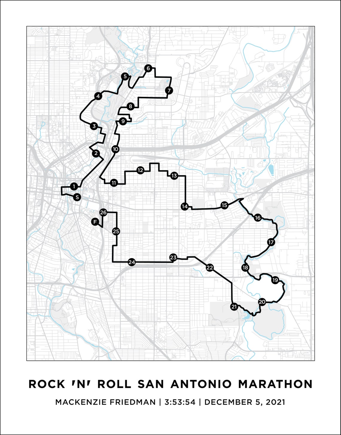 San Antonio Marathon Course Map Personalized San Antonio Marathon Route