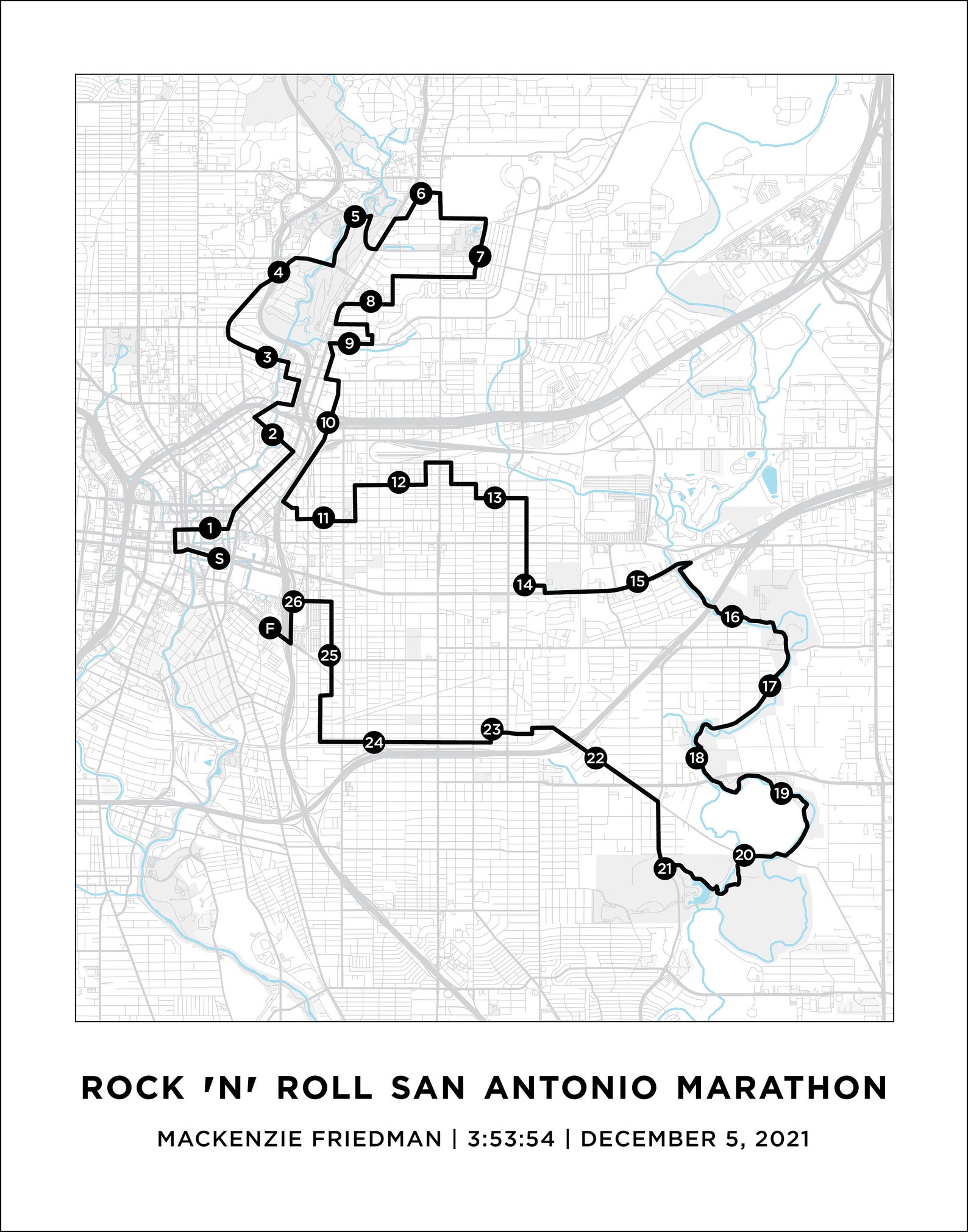 San Antonio Marathon Course Map Personalized San Antonio Marathon Route