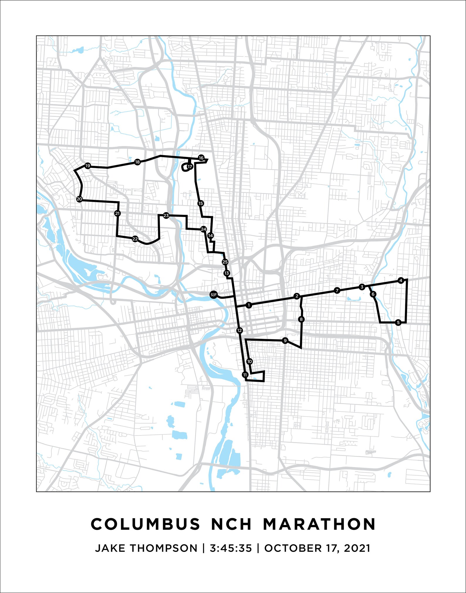 Columbus NCH Marathon Map Personalized Columbus NCH Marathon Etsy