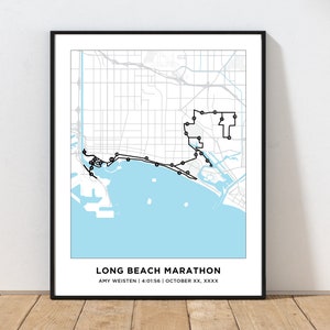 Plan du parcours du marathon de Long Beach | Carte personnalisée du parcours du marathon de Long Beach